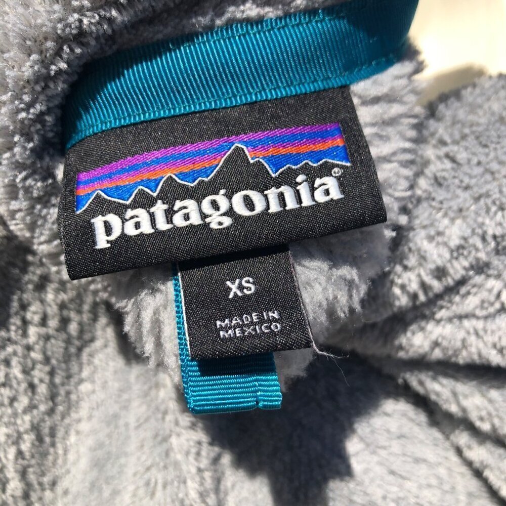 Patagonia XS Fleece Pullover Gray Blue Mock Re-Tool Jacket Sweater Turtleneck - Picture 7 of 7